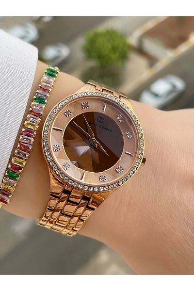 DAVID GUNER Cut Glass Women's Wristwatch and Bracelet