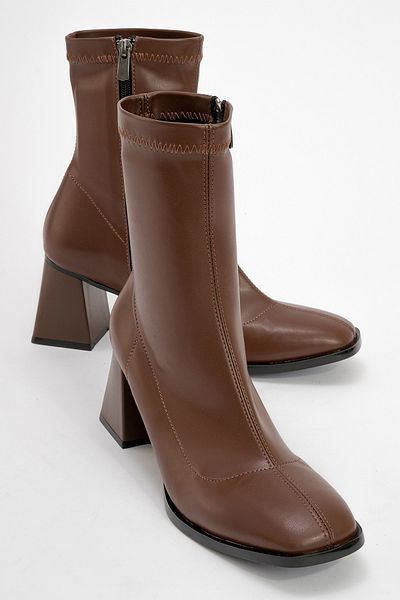 LuviShoes Plesa Brown Women's Thick Heeled Boots