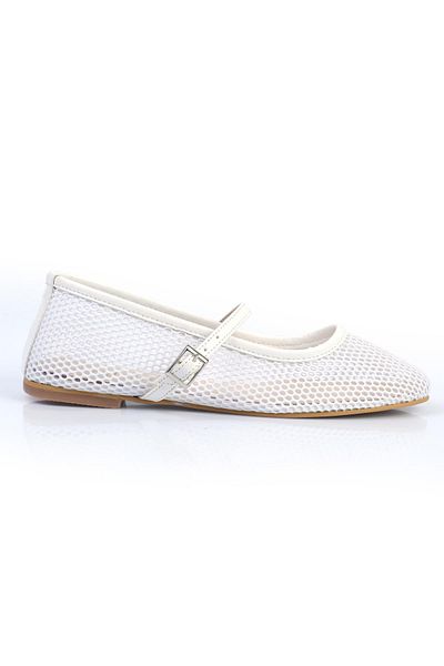 ShoeTek Dianna Femei - Balerini din plasă albă cu bretele