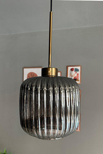 Bamyum Mopa Cam Füme Tekli Avize Eskitme Başlık Retro Sarkıt Lamba Restoran Salon Aydınlatma