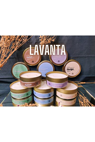 Aromaterapi Gold Metal Doğal Soya Mum 180gr (LAVANTA)