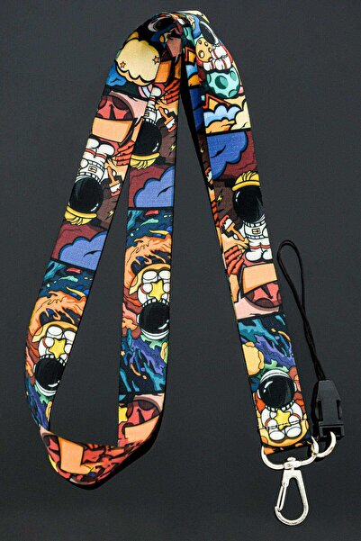 Apptakı Karikatür Astronot Yaka Kartı Boyun Askı İpi Telefon Askı İpi - ASK0164