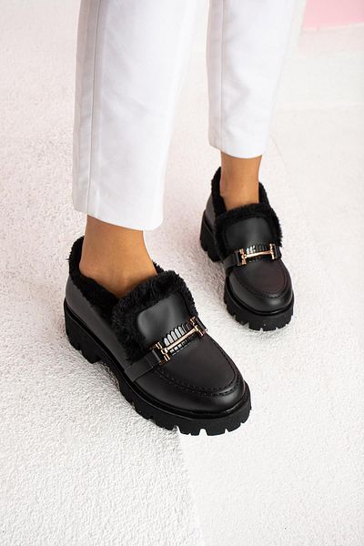 ShoeTek Дамски мокасини с катарама Jarin, черни, кожени