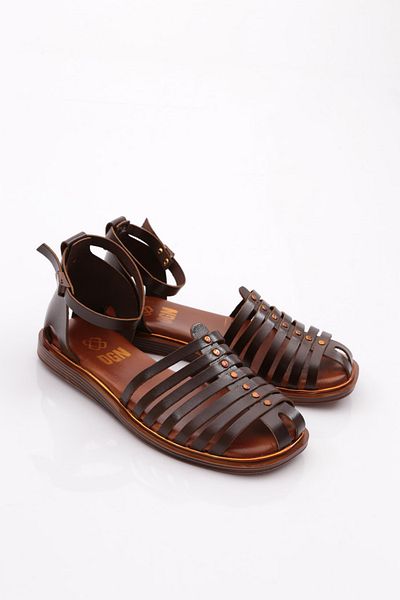DGN Women's Ankle Belt Tie Back Closed Sandals Dark Brown 4123289