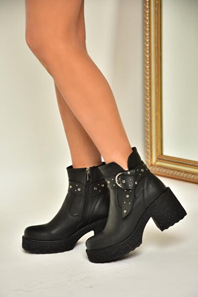 Fox Shoes T996227809 Siyah Kalın Topuklu Kadın Bot