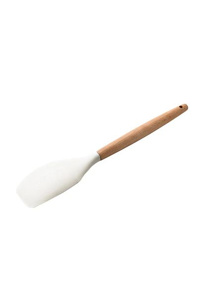 morponi Cream Colored Side Spatula with Silicone and Bamboo Handle
