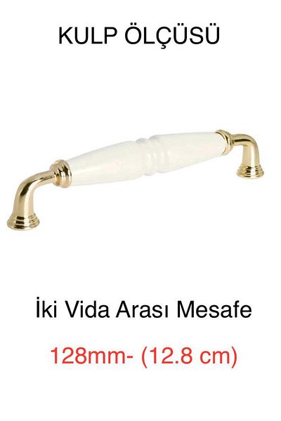 Porcellana Perla White-Gold-Porcelain Metal Handle Handle Cabinet Drawer Furniture Kitchen Handle-Pearl(12,8 cm)-Stk2867