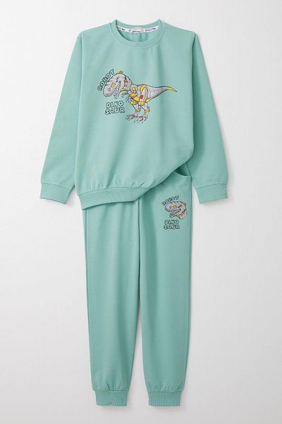 Breeze Σετ φόρμας για αγόρι 4-8 ετών - Robot Dinosaur Printed, Water Green