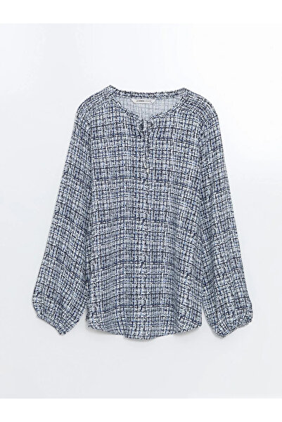 LC Waikiki LCW Grace Ekru Baskılı Bağlamalı Yaka Desenli Kadın Bluz