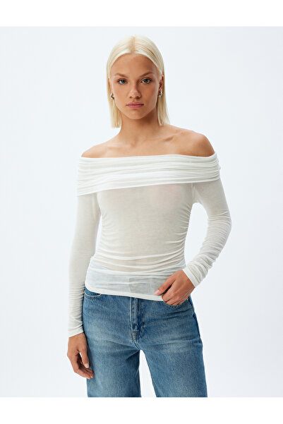 Koton Madonna galléros karcsúsított blúz - vállra nyúló, félig átlátszó, hosszú ujjú