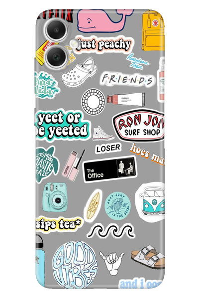 Cekuonline Samsung Galaxy A06 Case A06 Patterned Printed Silicone Sticker Style