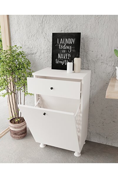 Chancolye Çamaşır Sepetli ve Çekmeceli Banyo Dolabı Sepetli Çok Amaçlı Çekmeceli ve Kirli Sepetli Banyo Dolabı