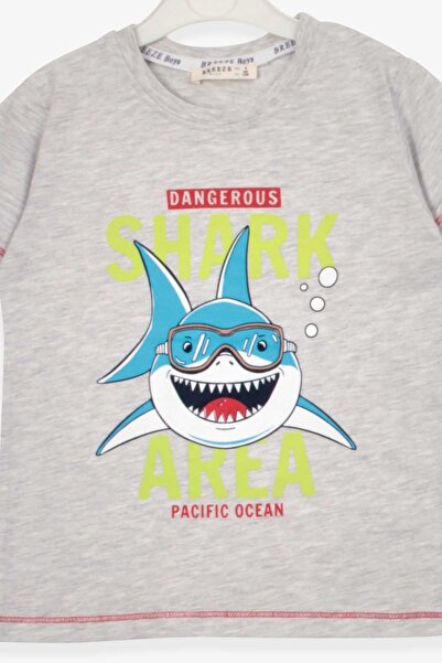 Breeze Boy's Shorts Suit Shark Printed 1.5-5 Years, Light Gray Melange