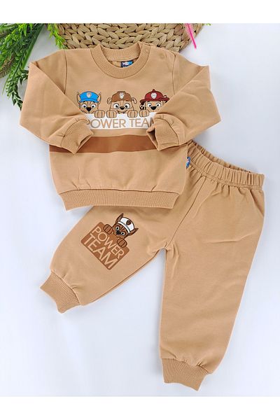Butik Baby Boy / Kids Tracksuit Set with Print Detail and Fleece Inside