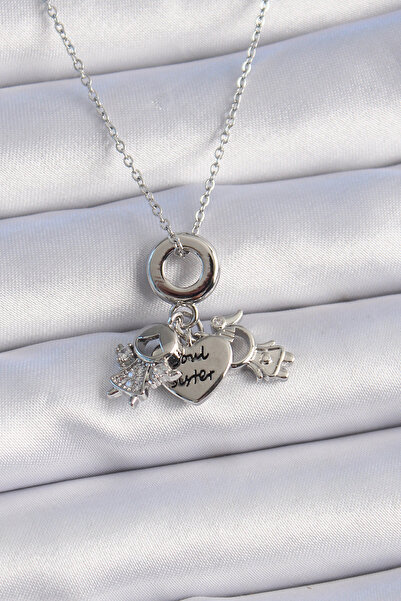 Clariss 316L Steel Silver Color Zircon Stone Detail Child Figure Charm Model ...