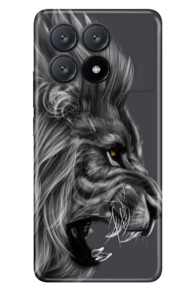 POCO X6 Pro 5G Uyumlu Kılıf Resimli Baskılı Nano Silikon Kara Aslan