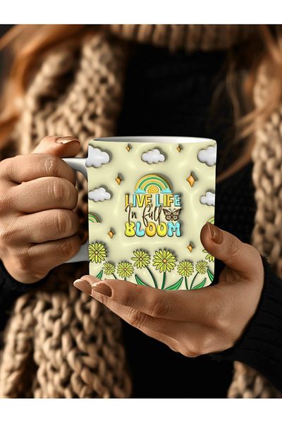 Evion Full of Life Full of Life Printed 3D Design Ceramic Mug - Gift Mug