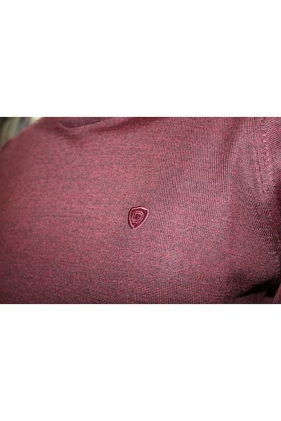 Diandor Men's Half Fisherman's Wool Plain Knitwear Sweater Claret Red