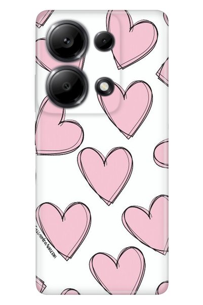Cekuonline Xiaomi Redmi Note 13 Pro 4g Compatible Case Nano Silicone Patterned Pink Striped Hearts
