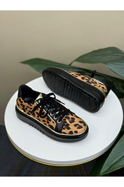 DİVA Diva Leopar Bağcıklı Kadın Günlük Spor Ayakkabı