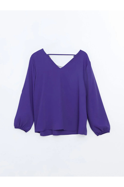 LC Waikiki LCWAIKIKI Classic Mor V Yaka Kadın Bluz
