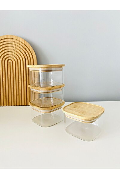 EYD Bambu Kapaklı Bambu Vakum Kapaklı Cam Kahvaltılık 1 Adet