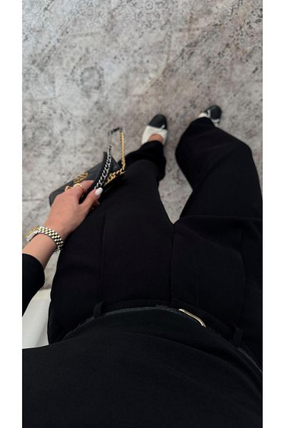 HAZELANNA Premium Black Palazzo Trousers