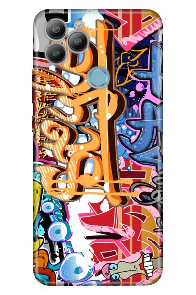 General Mobile Gm 22 / Gm 22S Case 0.4mm Laser Cut Silicone Cover Grafitti 999