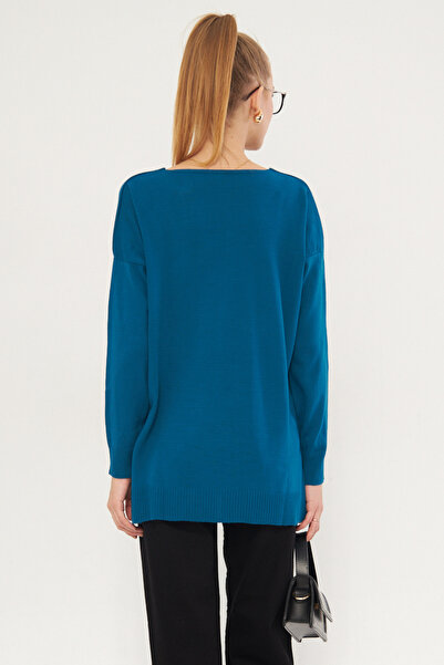 armonika Pulover de damă, cu decolteu în V, în față, scurt, în spate, lung, tricotaj ARM-22Y 012013