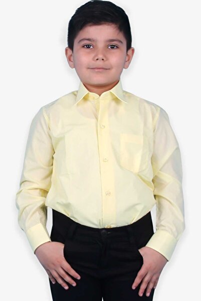 Ebru Bebek Ebru Erkek Çocuk Gömlek Basic 3-14 Yaş, Sarı
