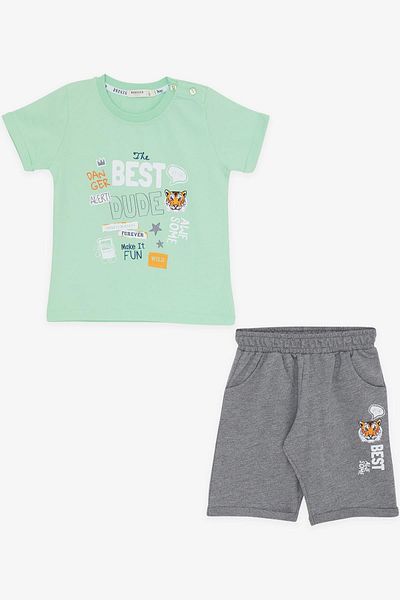 Breeze Girls & Boys Boy Shorts Set Tiger Printed 1-4 Years, Water Green