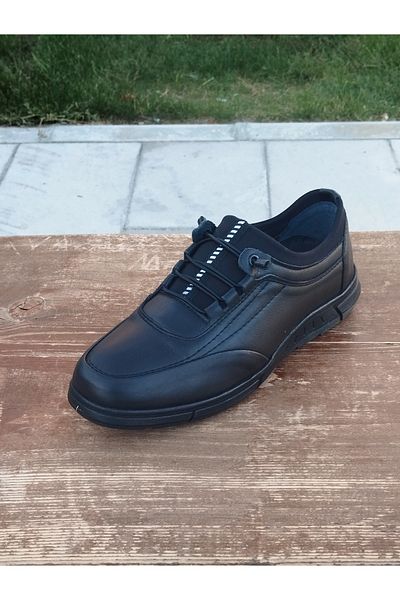 LİCCAS Pantofi sport de iarnă pentru bărbați - piele naturală, talpă din cauciuc, elastic autobic și fără șireturi