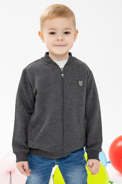 Breeze Boy's Cardigan Basic with Pockets and Emblem 2-6 Years, Smoked