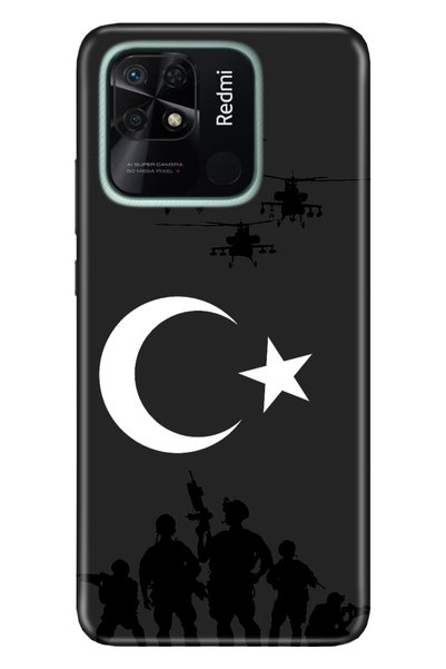 Cekuonline جراب Xiaomi Redmi 10c من السيليكون بنمط Tioserisi مع صورة - Mehmetçik