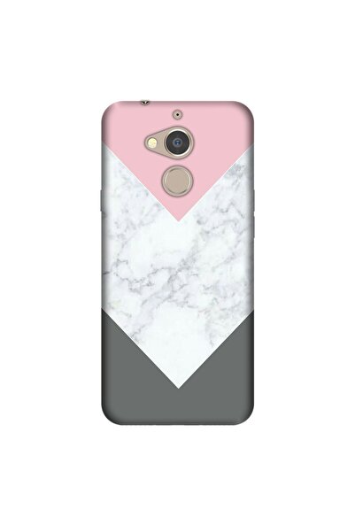 General Mobile Gm 8 Kılıf 0.4mm Lazer Kesim Silikon Kapak Beyaz Gri Mermer