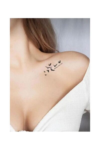 GLANZEND Gerçek Dövme Görünümlü Uçan Kuşlar Modelli 3 Boyutlu Tattoo