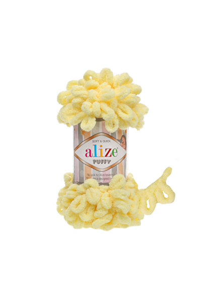 Alize 13 Light Yellow Alize Puffy Cardigan - 15 Pieces, 3 Packs, Blanket Slip...