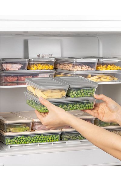AKTURK HOME Kitchen Organizer: Set of 4 Refrigerator Storage Containers - Suitable for Microwave and Freezer Use