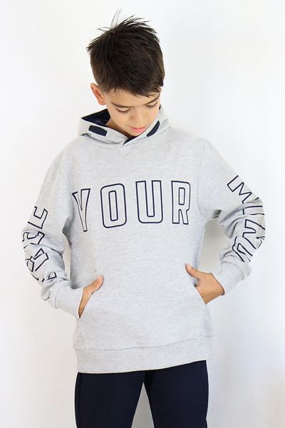 Breeze Boy's Text Printed Sweatshirt Age 9-16, Gray Melange