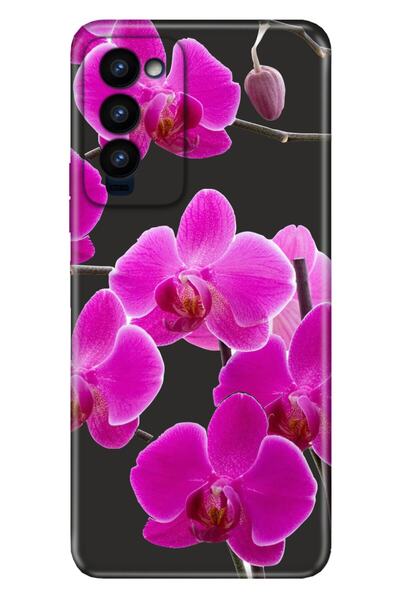 TECNO Camon 18 Uyumlu Kılıf Colored Resimli Silikon Mor Orkide
