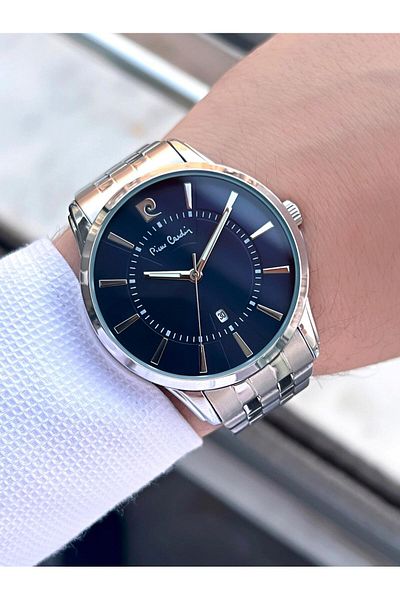Pierre Cardin Steel Cord Calendar Custom Dial 3 Atm Water Resistant Men's Wrist Watch Epc. 800211 .Fx