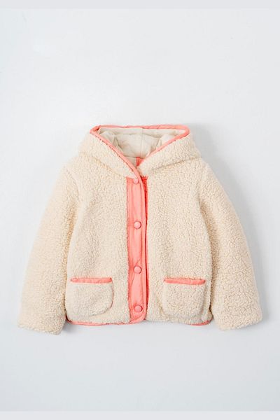 Verscon Hooded Buttoned Welsoft Sherpa Girl's Winter Fleece Jacket
