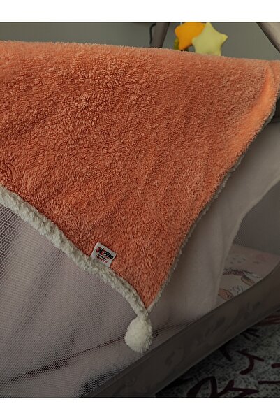 oneplise sineklik sistemleri Welsoft Ekru-somon Çift Renk Ponponlu Fluffy Beb...