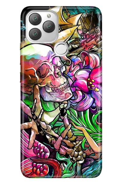 General Mobile Gm 22 Plus Compatible Case 0.4mm Laser Cut Silicone Stock:Skul...