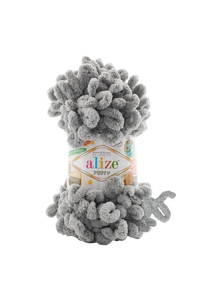Alize 302 Μοντέλο Ανοιχτό Γκρι Παντόφλες Κουβέρτα Puffy - 15 Τεμάχια 3 Πακέτα Πλεκτό Χειροποίητο Κασκόλ Ζακέτα Σφουγγαρίστρα