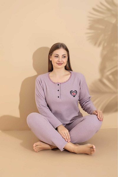 LİLA İÇ GİYİM WINTER WIDE STYLE MOTHER LONG SLEEVE PAJAMA SET