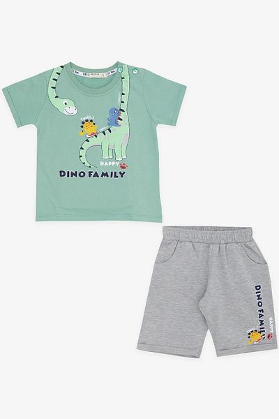 Breeze Girls & Boys Boy Shorts Set Happy Dinosaur Family Printed 1-4 Years, Mint Green