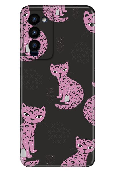 TECNO Camon 18 Kılıf Colored Resimli Silikon Pembe Kedi