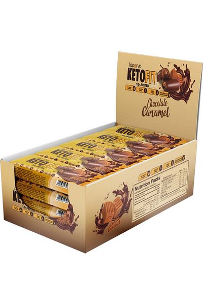 Laperva Keto Fit Chocolate Caramel, Box of 18 Bars
