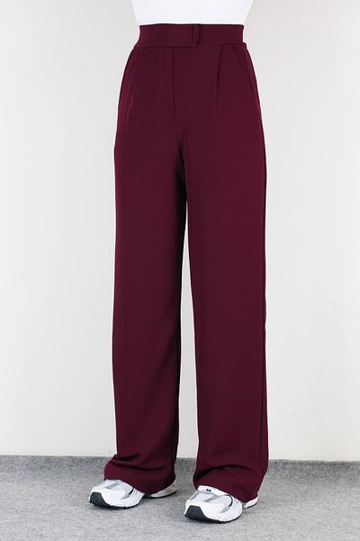 Ritnice Line Women's Lycra Velcro Closure Claret Red Palazzo Trousers